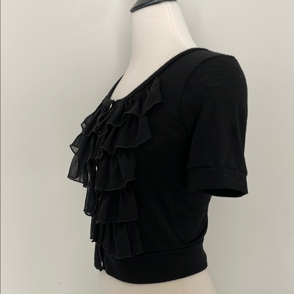 Black Ruffle Cardigan - Picture 3 of 5